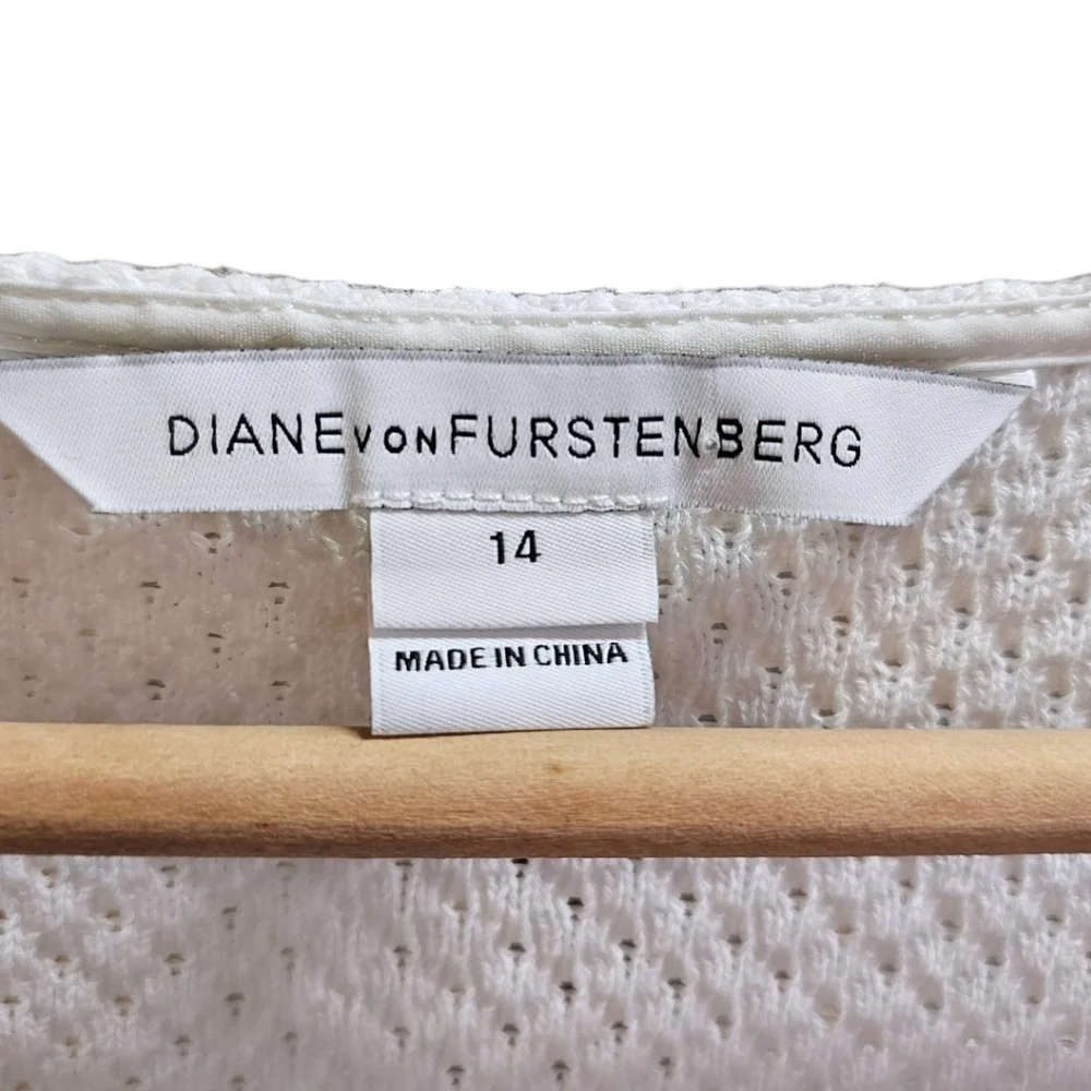 Diane Von Furstenberg Suji Honeycomb Knit Square Neck Striped Dress Size 14 - Picture 13 of 16
